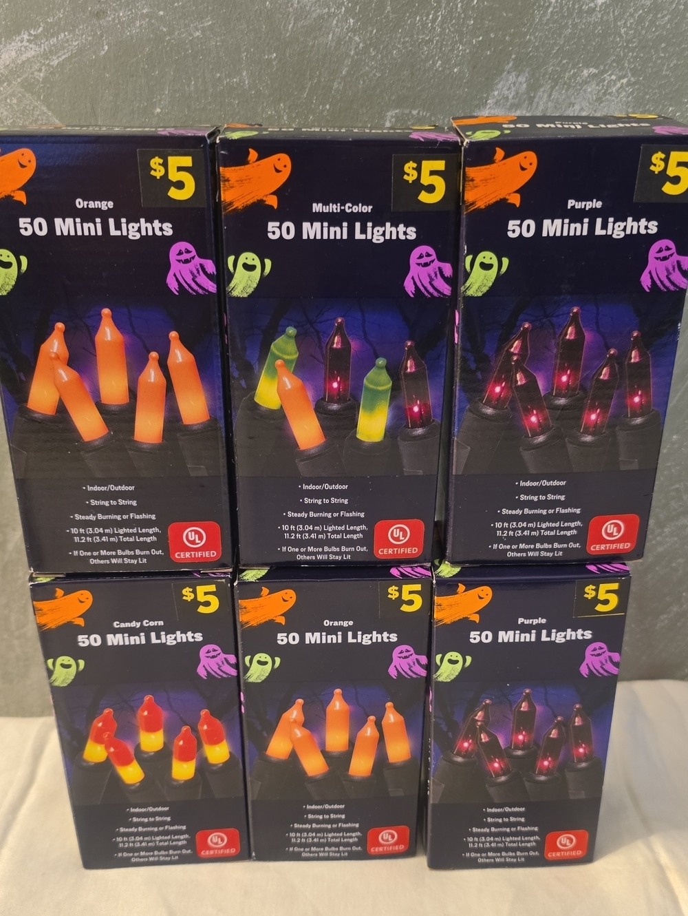 6 Boxes 50 Mini Halloween Lights - Indoor & Outdoor Steady Or Flashing New - Picture 5 of 6